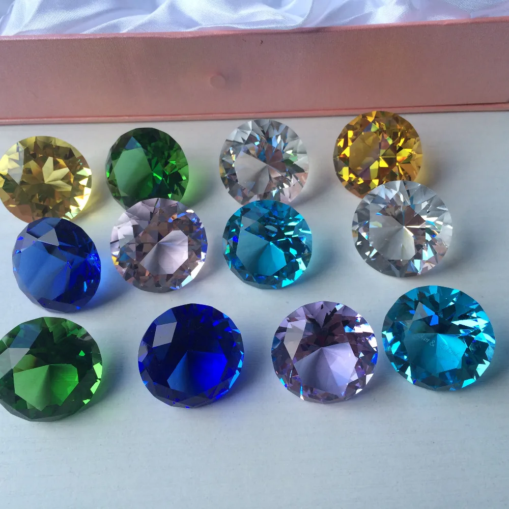 Free Shipping 12pcs/box 40mm mixed color multi-faceted Crystal Diamond Paperweight Wedding Decorations Centerpiece Brilliant | Дом и сад