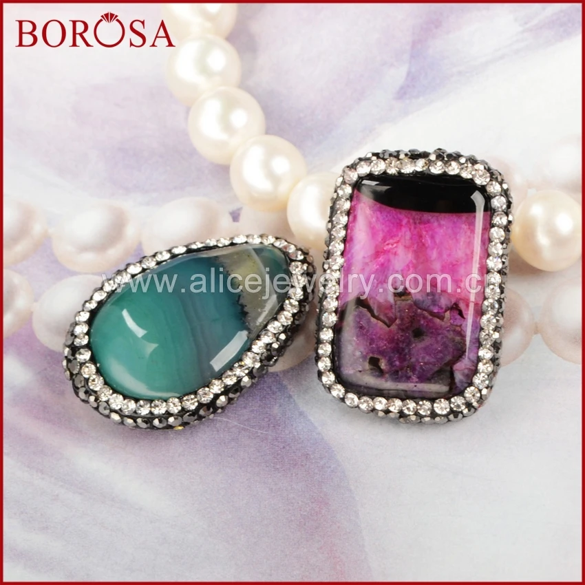 BOROSA Геометрия оникс Хрустальная Друза бусины из жеоды разной формы CZ выложенная