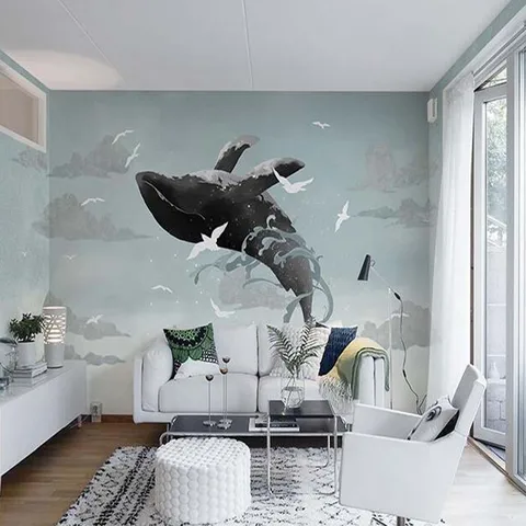 Живопись небо КИТ настенная бумага 3d фото фрески животные для гостиной ТВ фон цетовые виниловые обои Декор