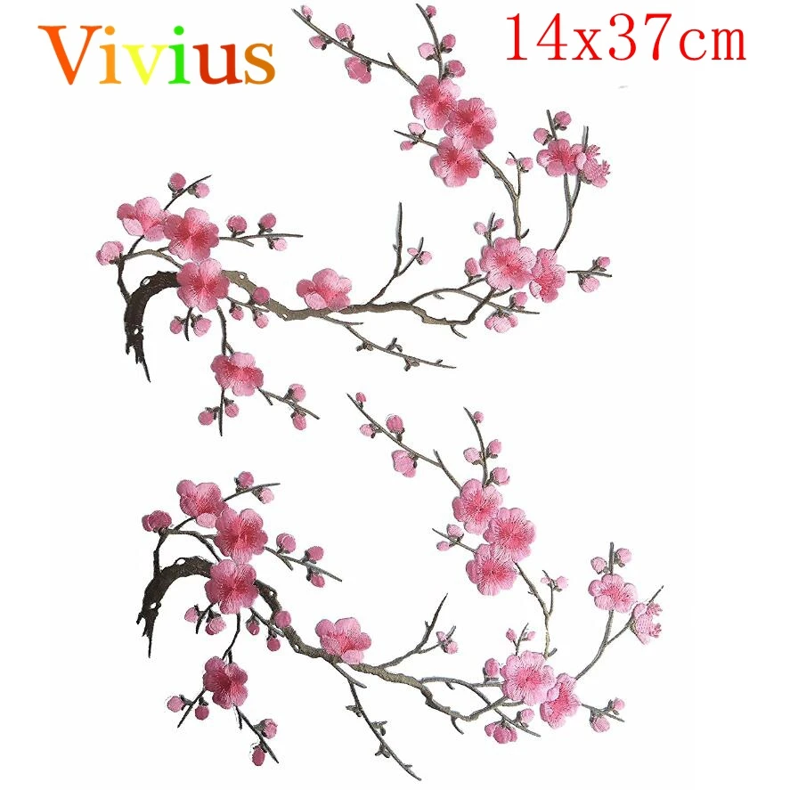 Патчи с цветами сливы 2 шт. для одежды свадебного украшения утюга платья или шитья