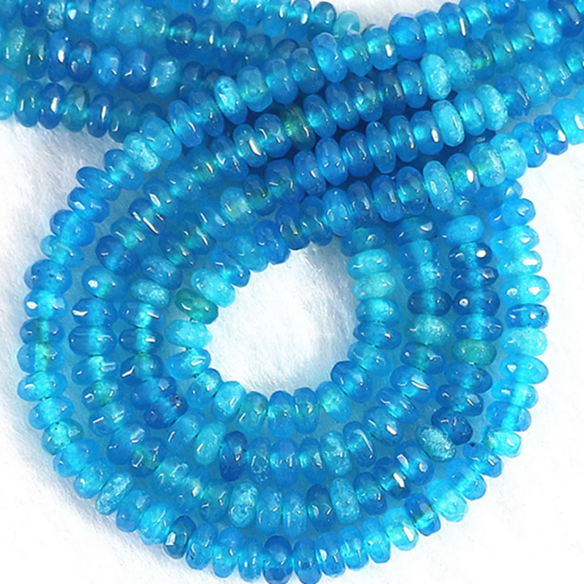 Модные синие Бусины из натурального камня халцедона нефрита граненые бусины 2x4