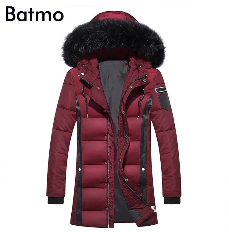 Batmo мужская зимняя куртка с капюшоном на белом утином пуху 4 цвета меховым воротником Новое поступление 2018|coat