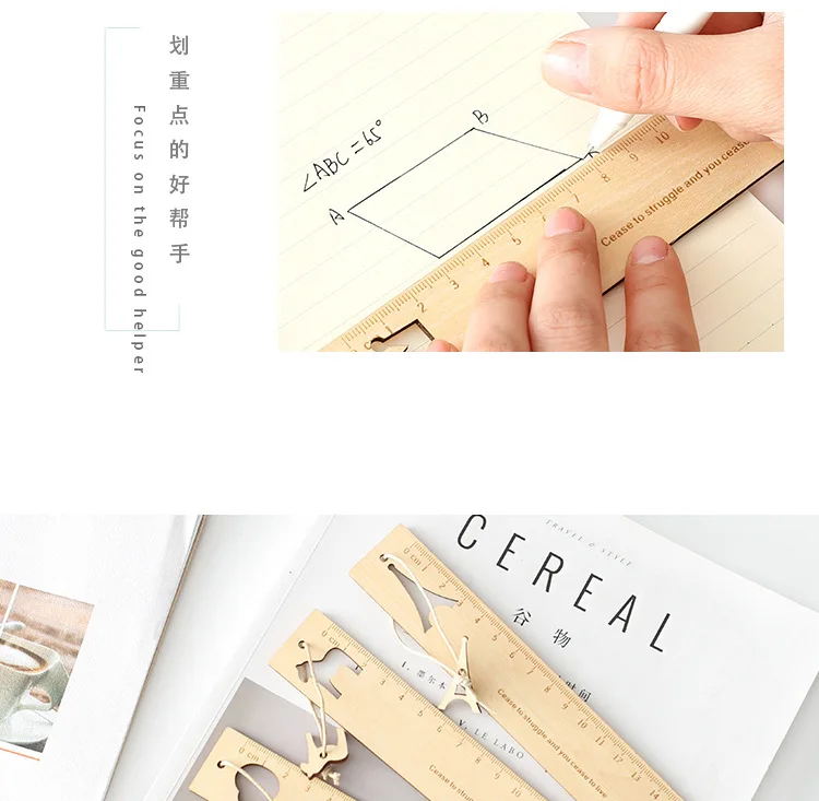 Cute Cartoon Horse Wooden Ruler Creative Hollow Tower Scale Template For Kids Gift Korean Stationery Office School Supplies