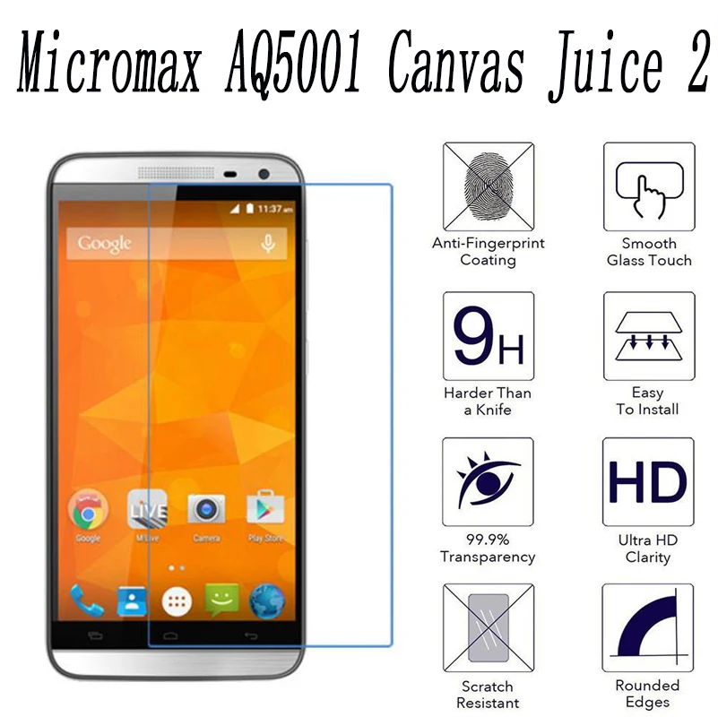 Закаленное стекло для защиты экрана Micromax AQ5001 Canvas Juice 2 защитная пленка 5 9h холста