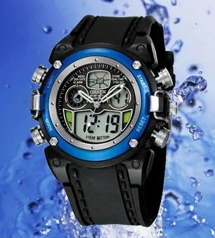 Цифровой спорт часы ohsen резина лента мужские 3 цвета смола жк дисплей