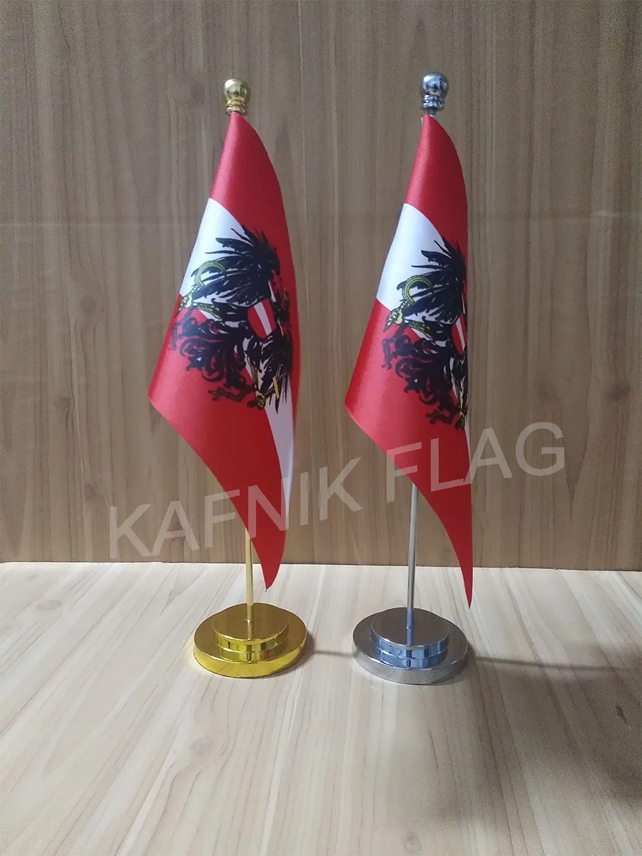 

Кафник, Австрия, флаг для офисного стола с золотом или серебром, металлическая база для флагштока 14*21 см, флаг страны, бесплатная доставка