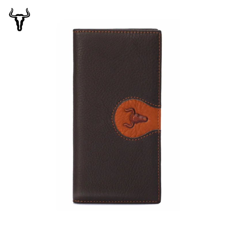 Мужской Длинный кошелек Mingclan двойного сложения клатч из натуральной кожи