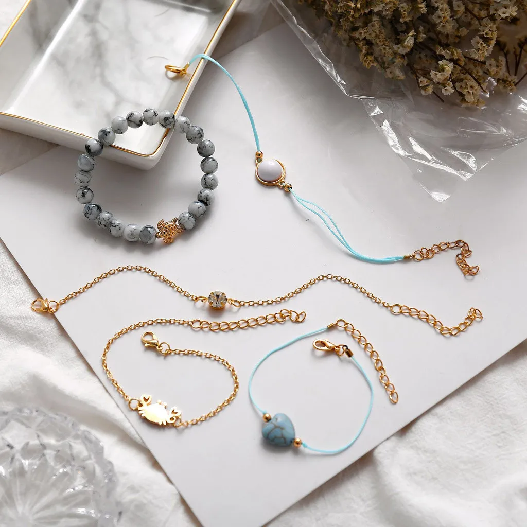 5 шт. в комплекте браслет модные подвески из розового золота бисер краб черепаха