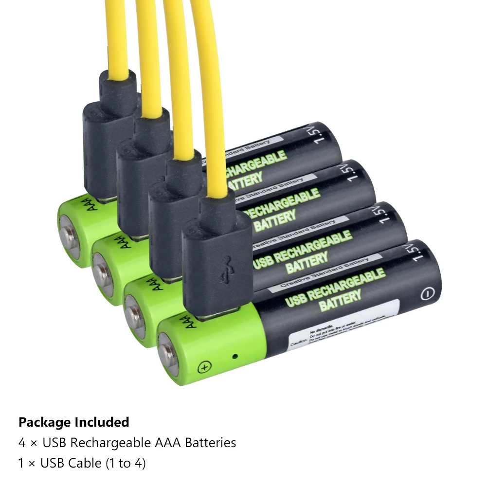 4AAA with usb cable 4 шт. 1,5 в вольт AAA литий-ионная аккумуляторная батарея Micro USB AAA литий-полимерные lipo батареи+ USB кабель+ зарядное устройство - Цвет: 4AAA with usb cable