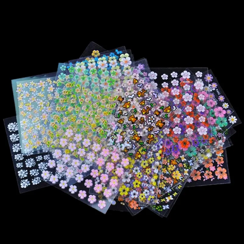 30Pcs/Lot Floral Design Transfer Stickers For Nails 3D Manicure Tips Beauty Flowers Nail Art Sticker Decal JH177