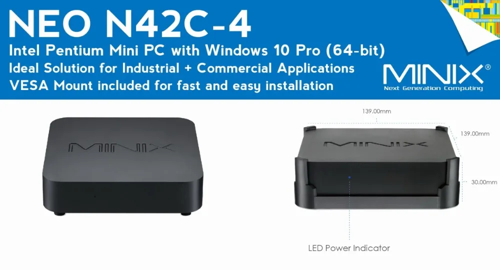 MINIX NEO N42C-4 MINI PC официальный Windows 10 Pro 64-bit Мини ПК 4G/32G Gigabit WI-FI USB 3,0 Pentium N4200 Карманный ПК HDMI BT RJ45