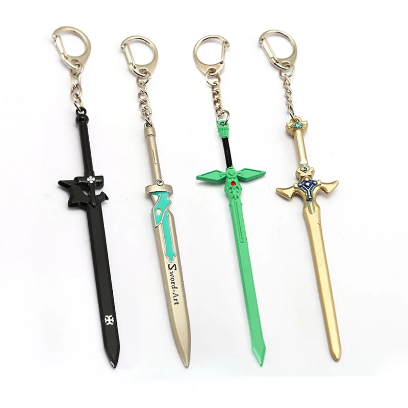 

New SAO Sword Art Online Keychain Elucidator DARK REPULSER Weapon Key Chain Ring Men Car Women Bag Chaveiro Jewelry High Quality