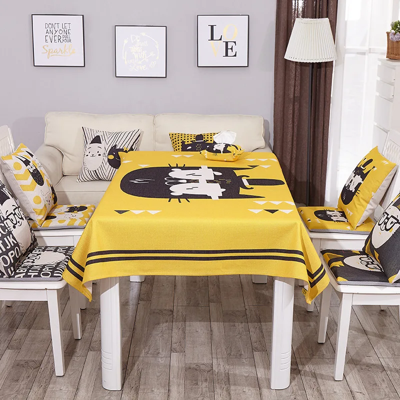 Thick tablecloth fabric cotton linen anti-hot coffee table rectangular cartoon restaurant | Дом и сад