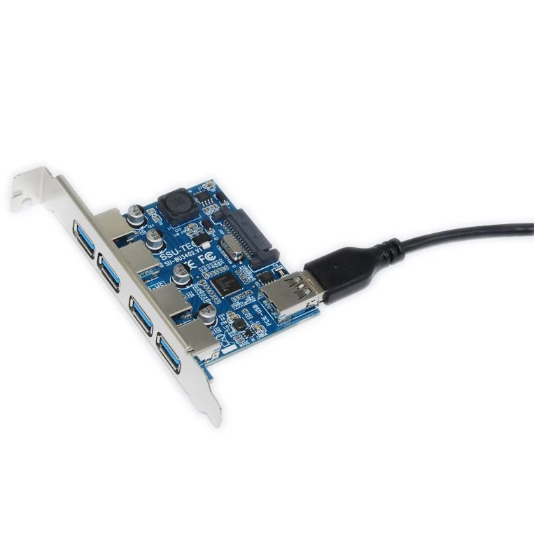 4 порта USB 3 0 концентратор адаптер PCI-E 1X к USB3.0 карта PCI Express расширения с 30 см кабель 5