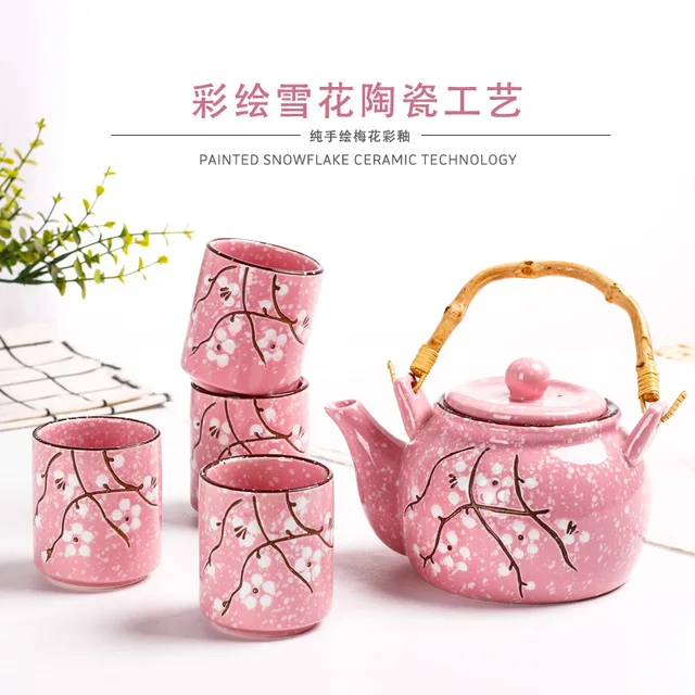 1 Pot 4 Cups Вишневый цвет чайные горшки ручной работы чайник для воды послеобеденный чайник керамический японский чайный набор с 4 чашками лучшие подарки - Цвет: 1 Pot 4 Cups