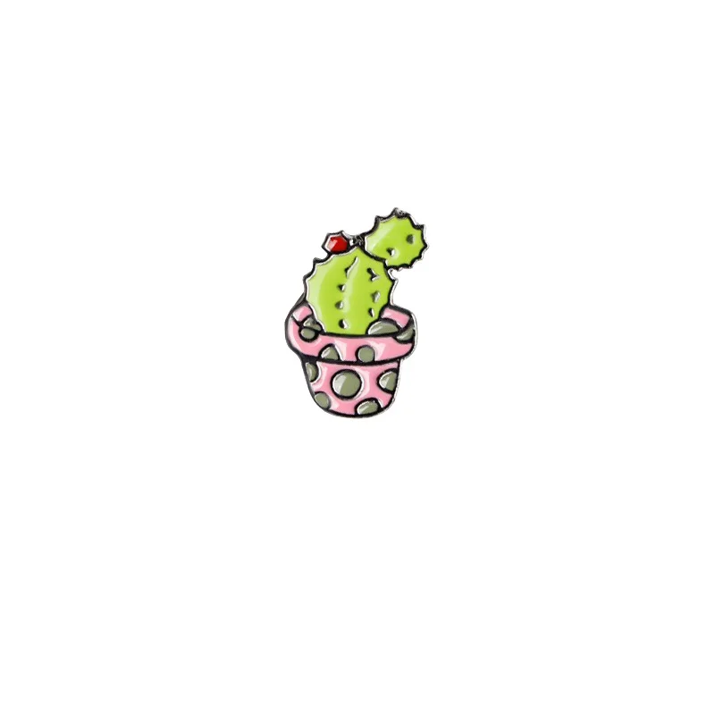 style 16 Potted Plant Cactus Enamel Pins Metal Lovely Badges Brooch Vintage Brooches For Women Jewelry Clothing Collar Lapel Accessories - Окраска металла: style 16