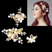 36 pcs 12set gold flower with leaves bridal combs cystal pearl wedding prom hair accessories tiara
