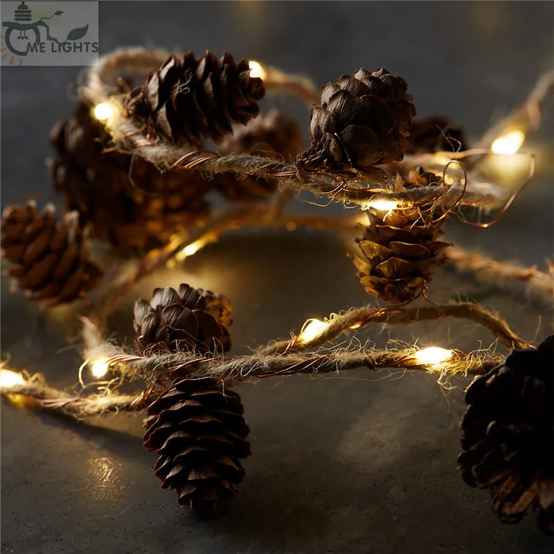 5 м медные Огни с шпагатом конус Pinecone сказочные светодиодные гирлянды AA батарея