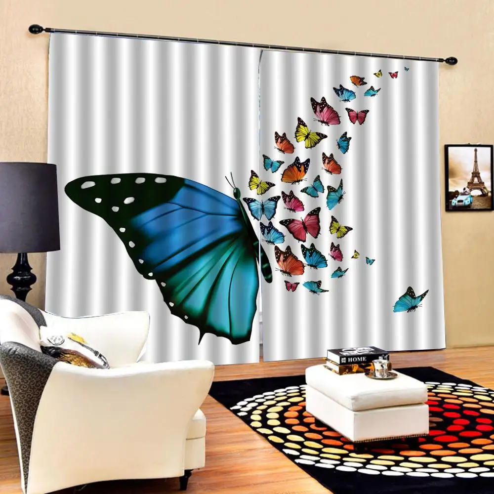 Роскошные затемненные 3D занавески для гостиной спальни Шторы &quotБабочки&quot