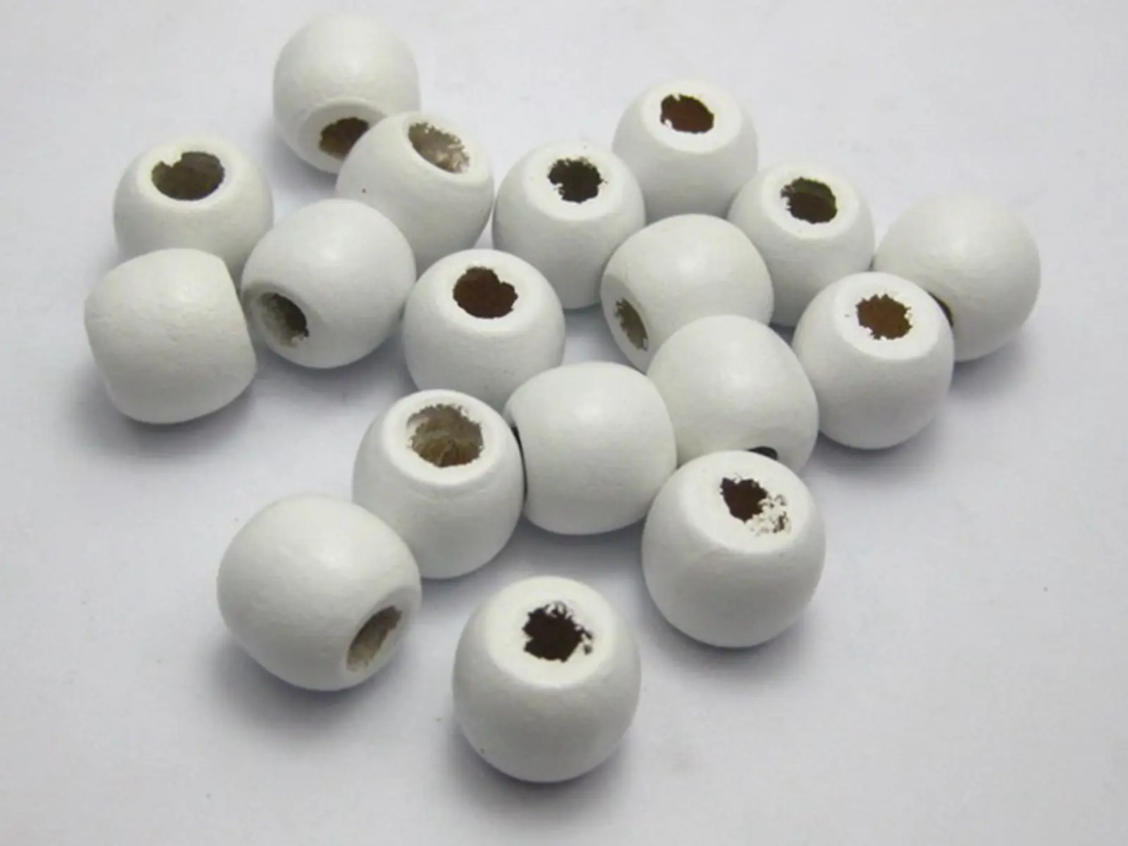 100 белых деревянных бусин 12 мм с большим отверстием ~ Деревянные|wood flower beads|beaded