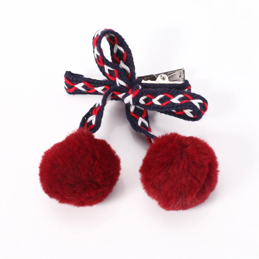 Заколка для волос розовая красная плюшевая Осень-зима заколка ручная работа