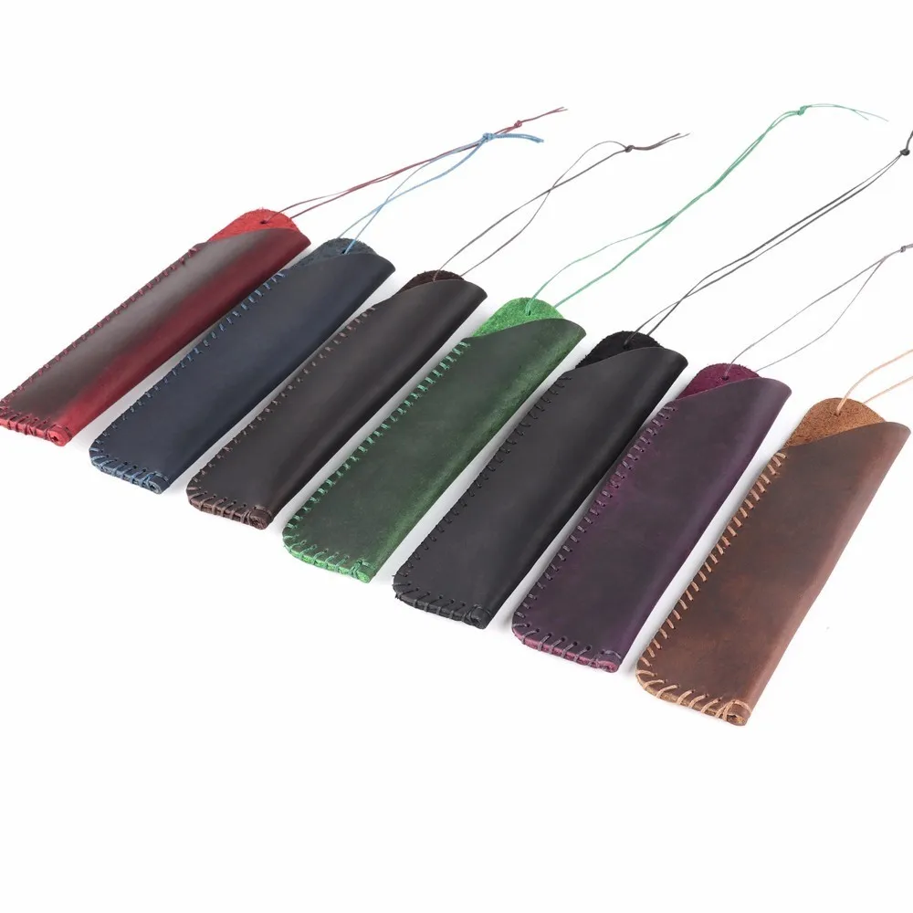 Чехол карандаш ручной работы из натуральной кожи с веревкой в винтажном стиле