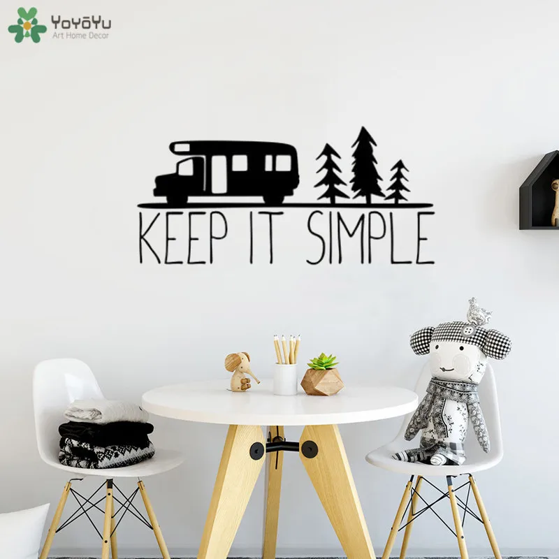 

YOYOYU Wall Decal Keep It Simple Adventure Quote Wall Sticker Tree Car Pattern Trip Expedition Removable Interior Decor ArtCT627