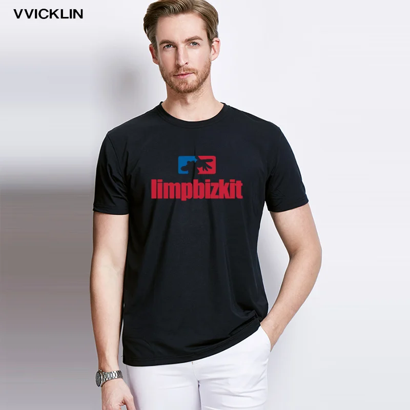 Мужская хлопковая футболка с круглым вырезом коротким рукавом|rock band|men t-shirtlimp bizkit