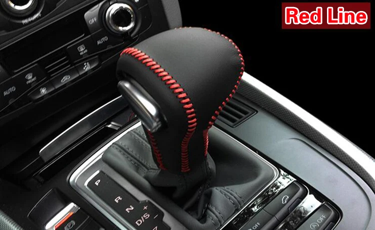 Черный из натуральной кожи DIY ручной сшитый автомобильный чехол для рычага