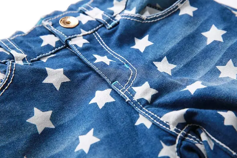 Джинсы для маленьких девочек и мальчиков повседневные джинсы со звездочками