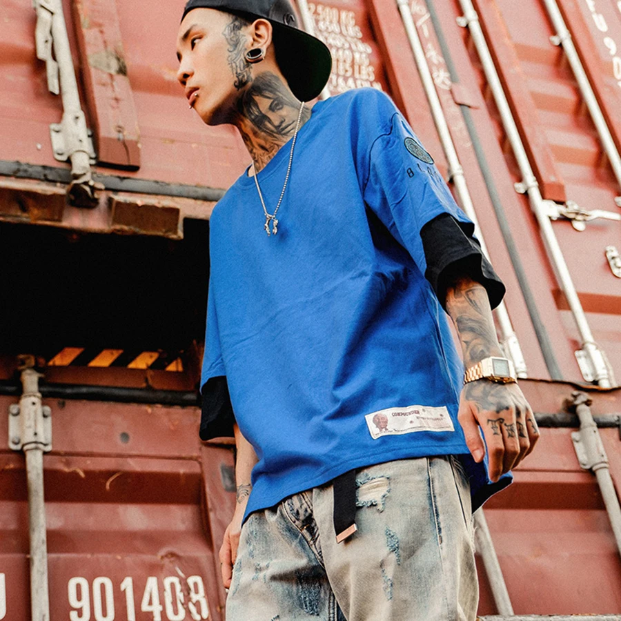 Простая мужская футболка с короткими рукавами свободная Мужская хипстерская