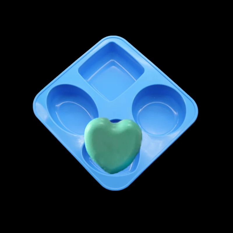 4 Полость вокруг прямоугольная овальная форма в виде сердца для мыла шоколада