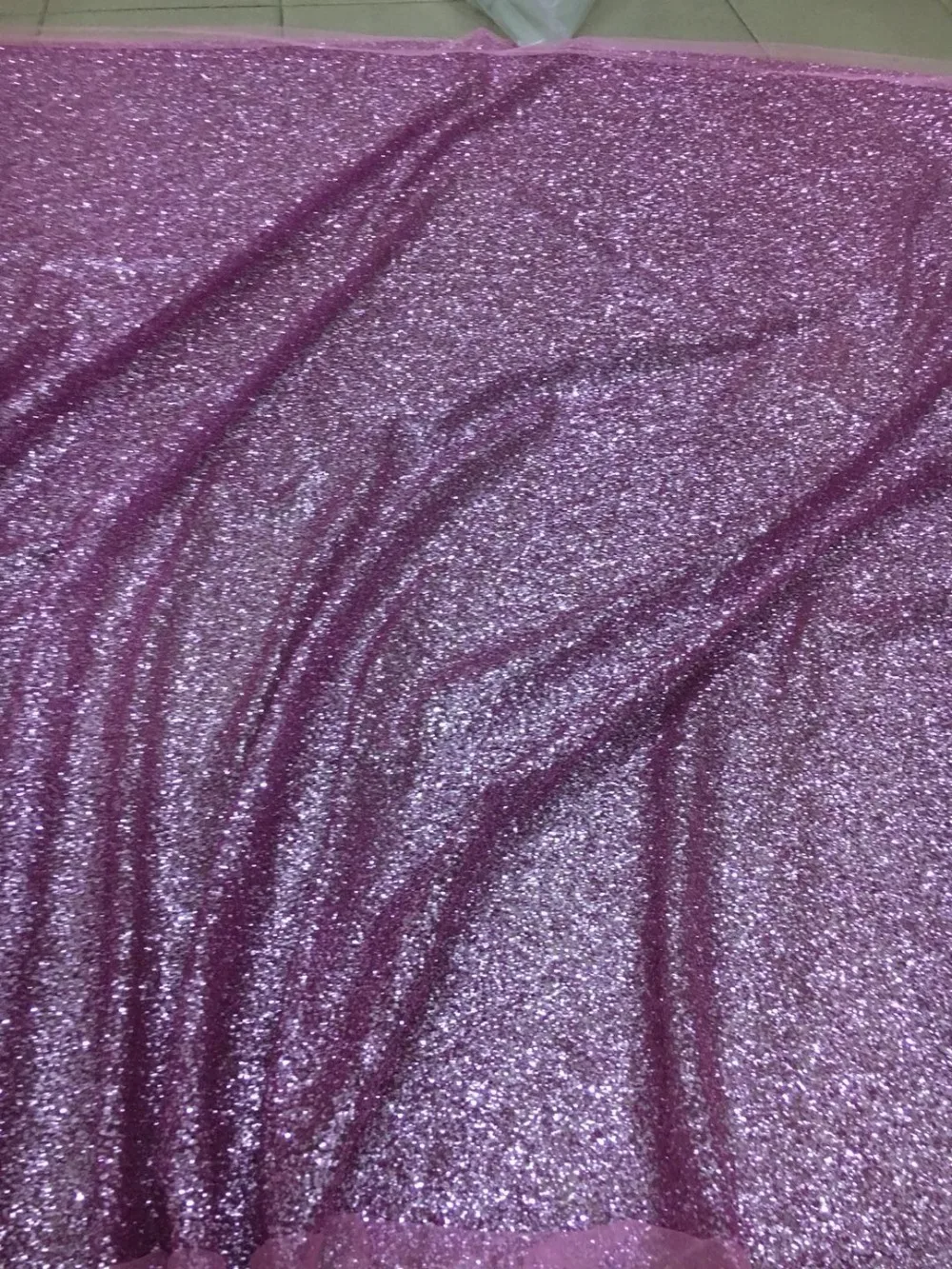 Новинка 2017 блестящая кружевная ткань розового цвета с принтом ручной работы