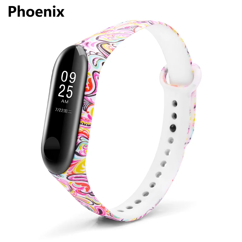 Phoenix BOORUI mi band 3 ремешок удобный цветной mi band ремешок с разнообразным цветочным принтом для xiaomi mi band 3 Смарт-браслеты - Цвет: Phoenix