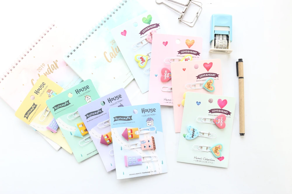 Domikee, креативные милые корейские kawaii металлические школьные скрепки, скрепки для студентов, Детские закладки, Подарочные канцелярские принадлежности, 3 шт