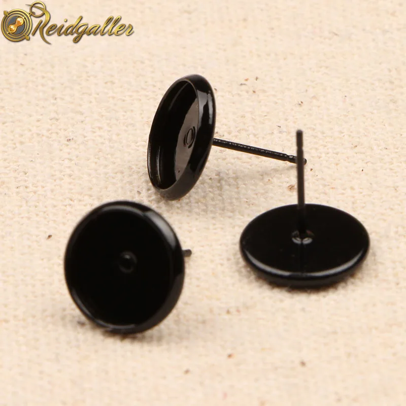 20 шт. 10 мм круглая винтажная пустая основа для кабошона серег черные сережки из