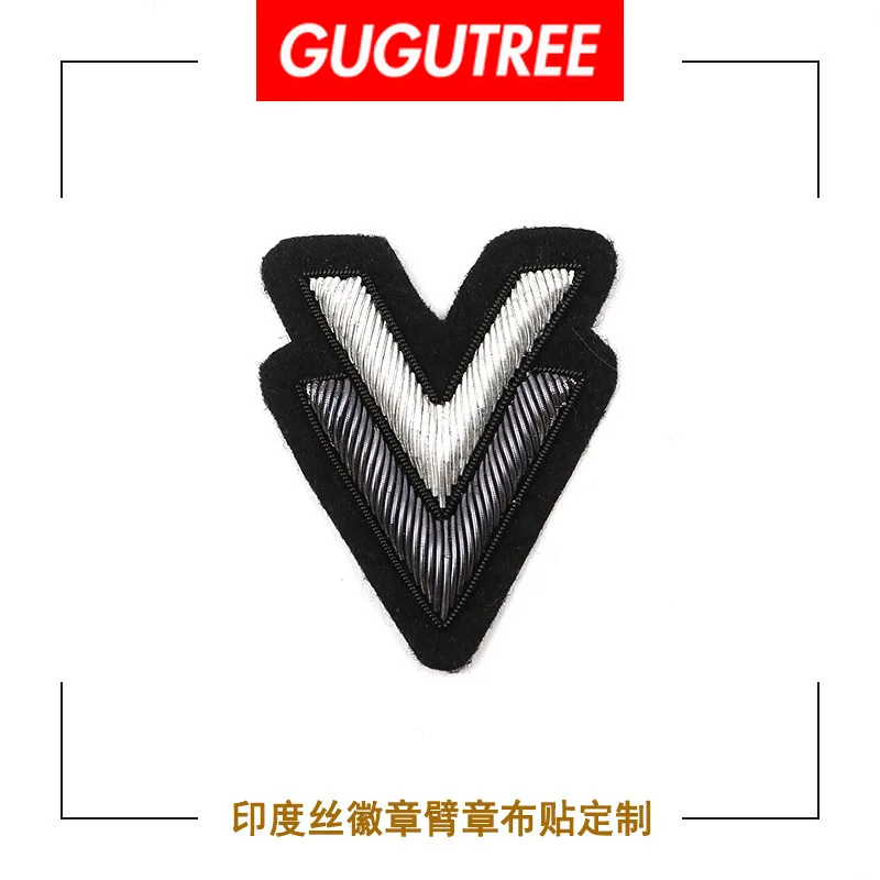 GUGUTREE India silk army emblem rank patches beaded badges applique for clothing DZP-18 | Дом и сад