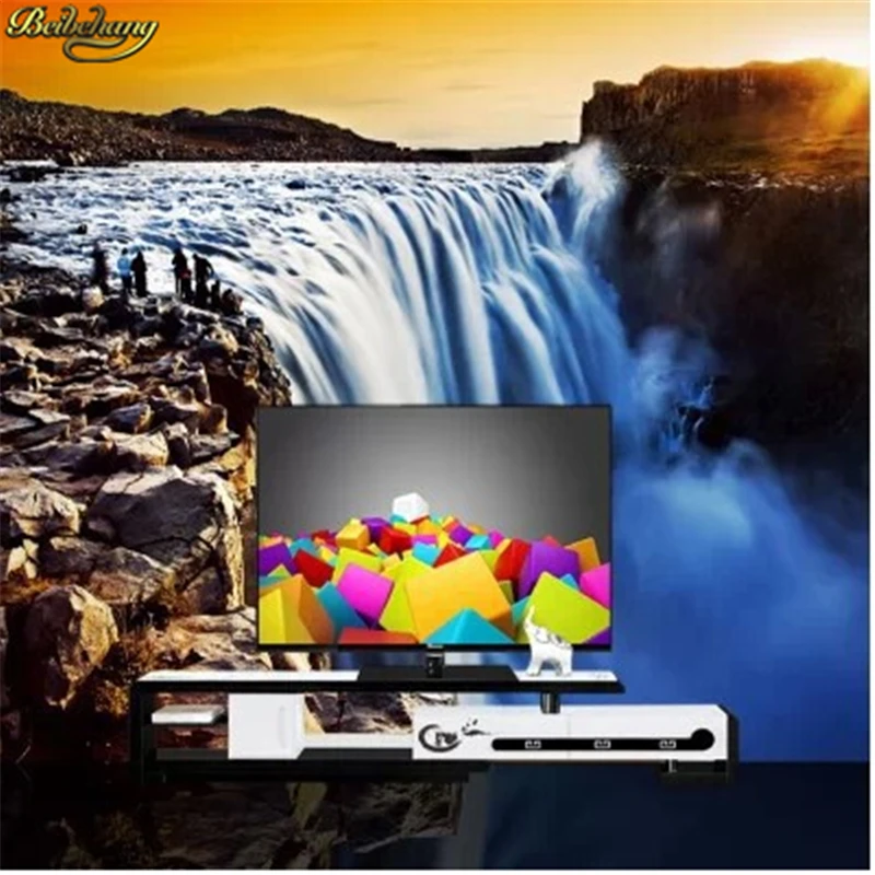 beibehang wall paper Custom photo stereoscopic wallpaper office sofa TV background golden waterfall 3d mural | Обустройство дома