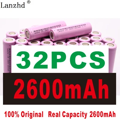32 PCS 8-40 шт 18650 перезаряжаемая батарея 2600mAh литий-ионные батареи 3,7 V для samsung 18650 литиевая батарея для фонарика ноутбука - Цвет: 32 PCS