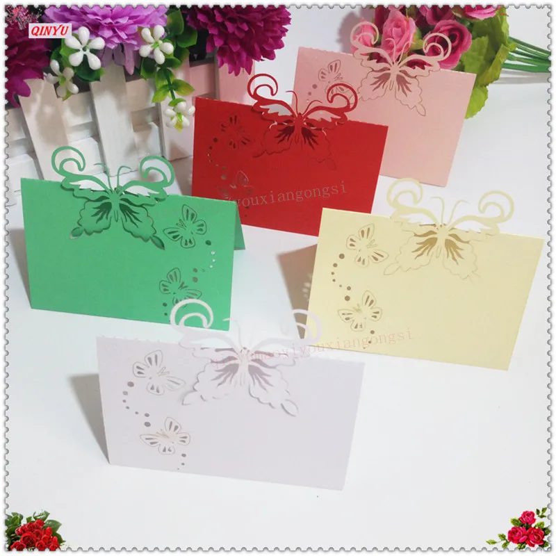 100 шт. декоративные настольные открытки с лазерной резкой установка места