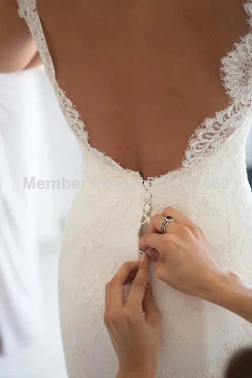 2014 New Arrival Item Designer wedding gowns Mermaid Lace Bodice Open Back Long Wedding Dress Bridal Gown Women Free Shipping | Свадьбы и