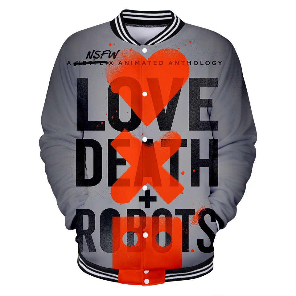 Модная Повседневная бейсбольная куртка в стиле 3D Love Death с длинным рукавом