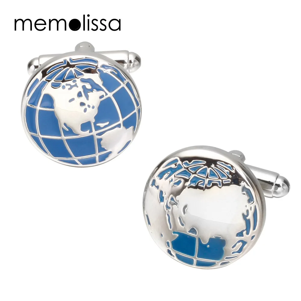 Запонки MeMolissa с эмалью и надписью карта земли для мужчин запонки рубашек