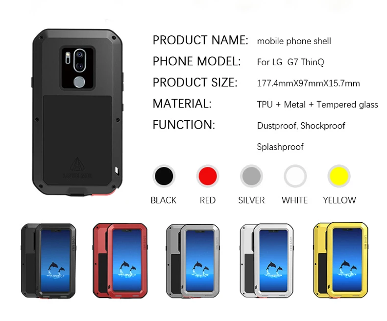 С Gorrila стеклянный чехол для LG G7 ThinQ Armor 6 1-дюймовый металлический ударопрочный
