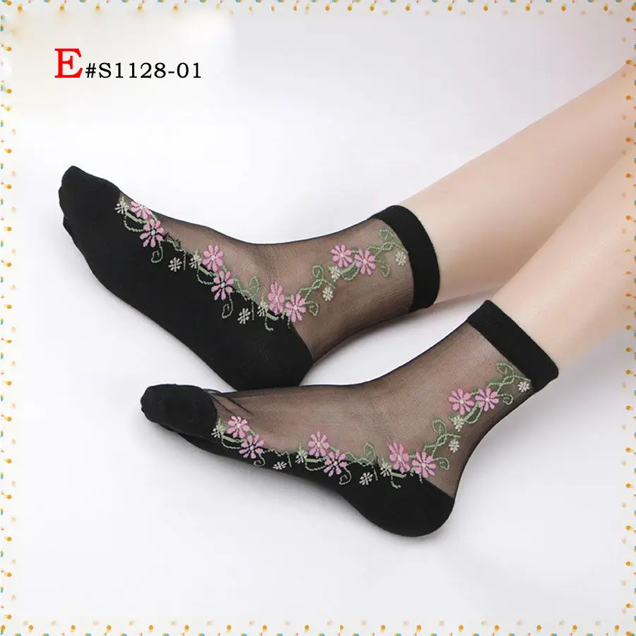 Новинка 2020 женские кружевные носки короткие тонкие прозрачные розы из