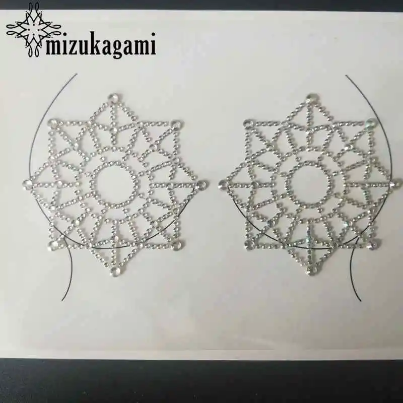 Посеребренный Акриловая полимерная мозаика, наклейка Bindi, ручная работа в богемном и этническом стиле, украшения для сосков, украшения для танцоров - Окраска металла: Посеребренный
