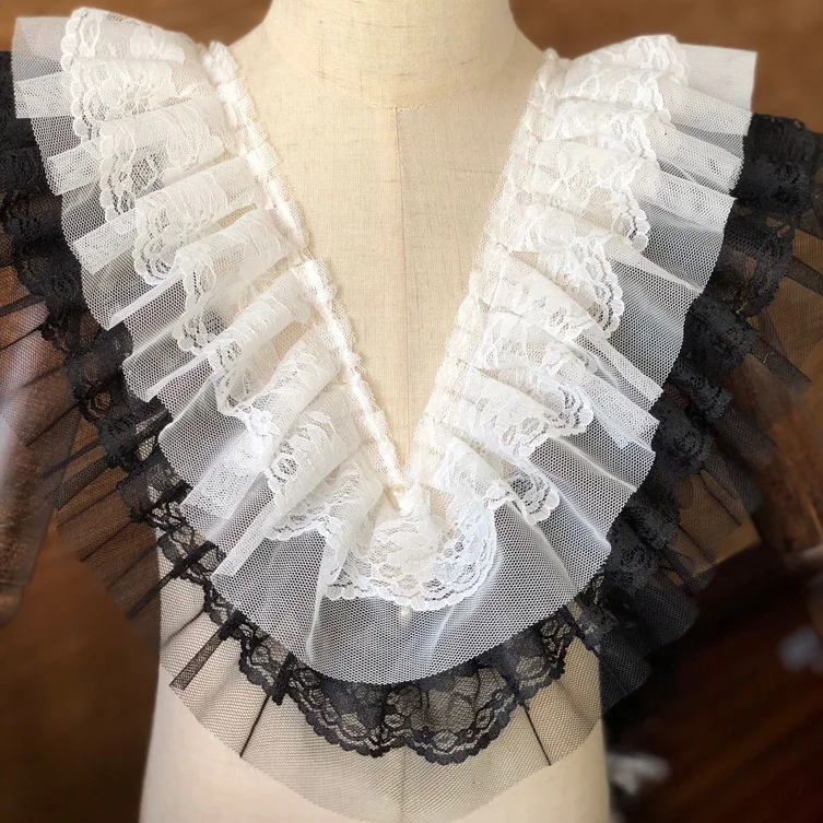 Платье для детей 9 см белое черное плиссированное с кружевной отделкой