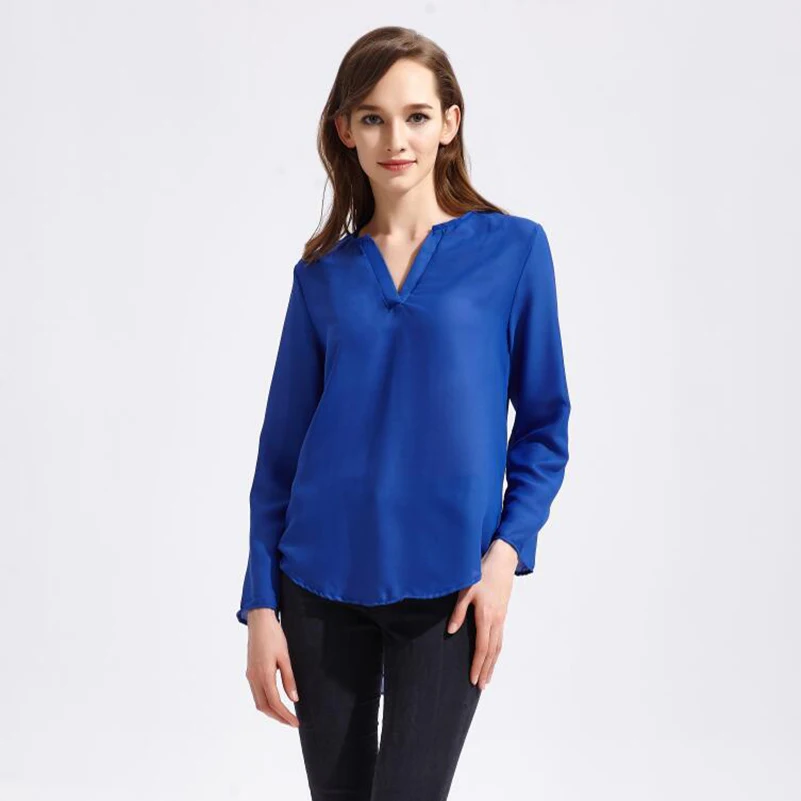 2018 для женщин рубашка шифон Blusas Femininas Топы корректирующие с длинным рукавом