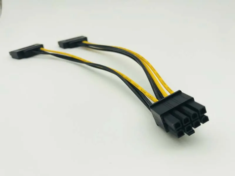 

Кабель адаптера питания 20 см, двойной SATA от 15pin до 8pin(6 + 2), видеокарта PCIE SATA, кабель питания 8p к SATA для майнинга биткоинов
