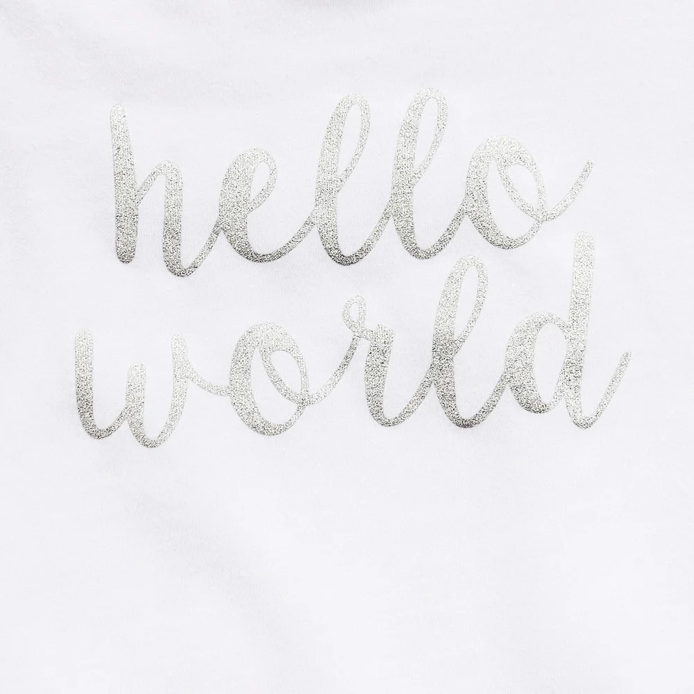 Новинка комплект из 2 предметов для маленьких девочек с надписью Hello World боди